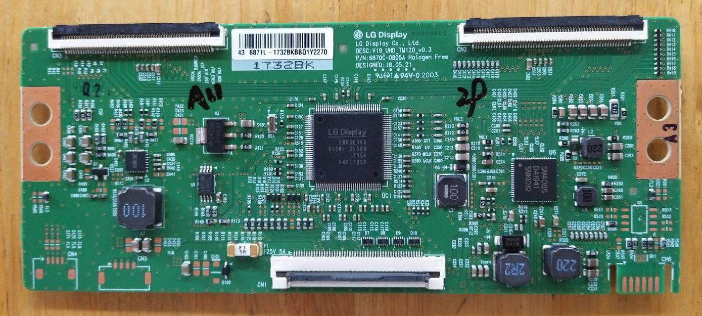 T-CON (ทีคอน) Panasonic (พานาโซนิค) ของแท้ถอดจากเครื่อง รุ่นTH-43GX650T พาร์ท6870C-0805A