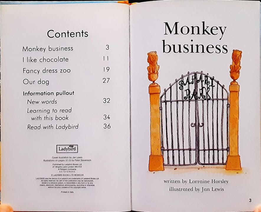 หนังสือนิทานปกแข็ง ** 🍅🍓READ WITH LADYBIRD:L1 BOOK 6 MONKEY BUSINESS