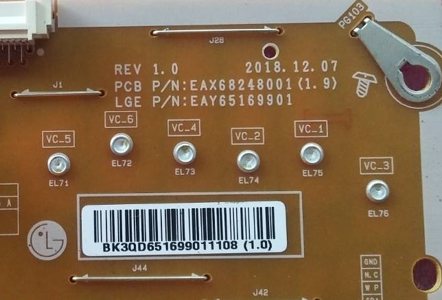 ซับพลายทีวี แอลจี LG ของแท้ถอดจากเครื่องพร้อมใช้งานงาน ใช้กับรุ่น49SM8100PTA.ATMYLJD พาร์ทEAY65169901 EAX68248001