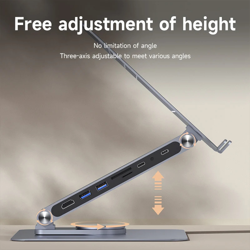 Hagibis LTP01H Laptop Stand with Multifunction adapter HDMI SDcard Aux USB C PD