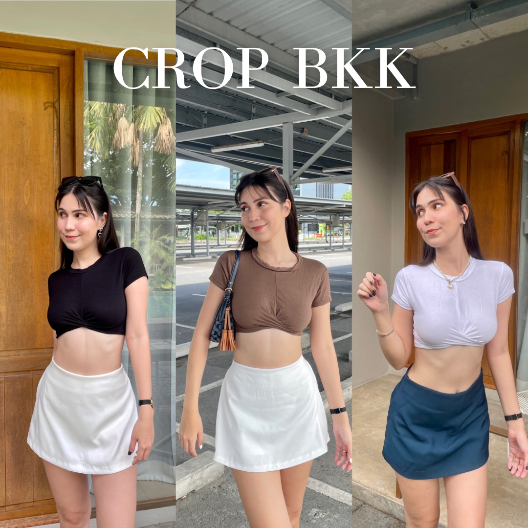 🍧Sexy Top🍧 เสื้อครอปสายฝอแขนสั้น สวยสุดๆ น้องยืดได้เยอะ เก็บหุ่นได้ดีมาก