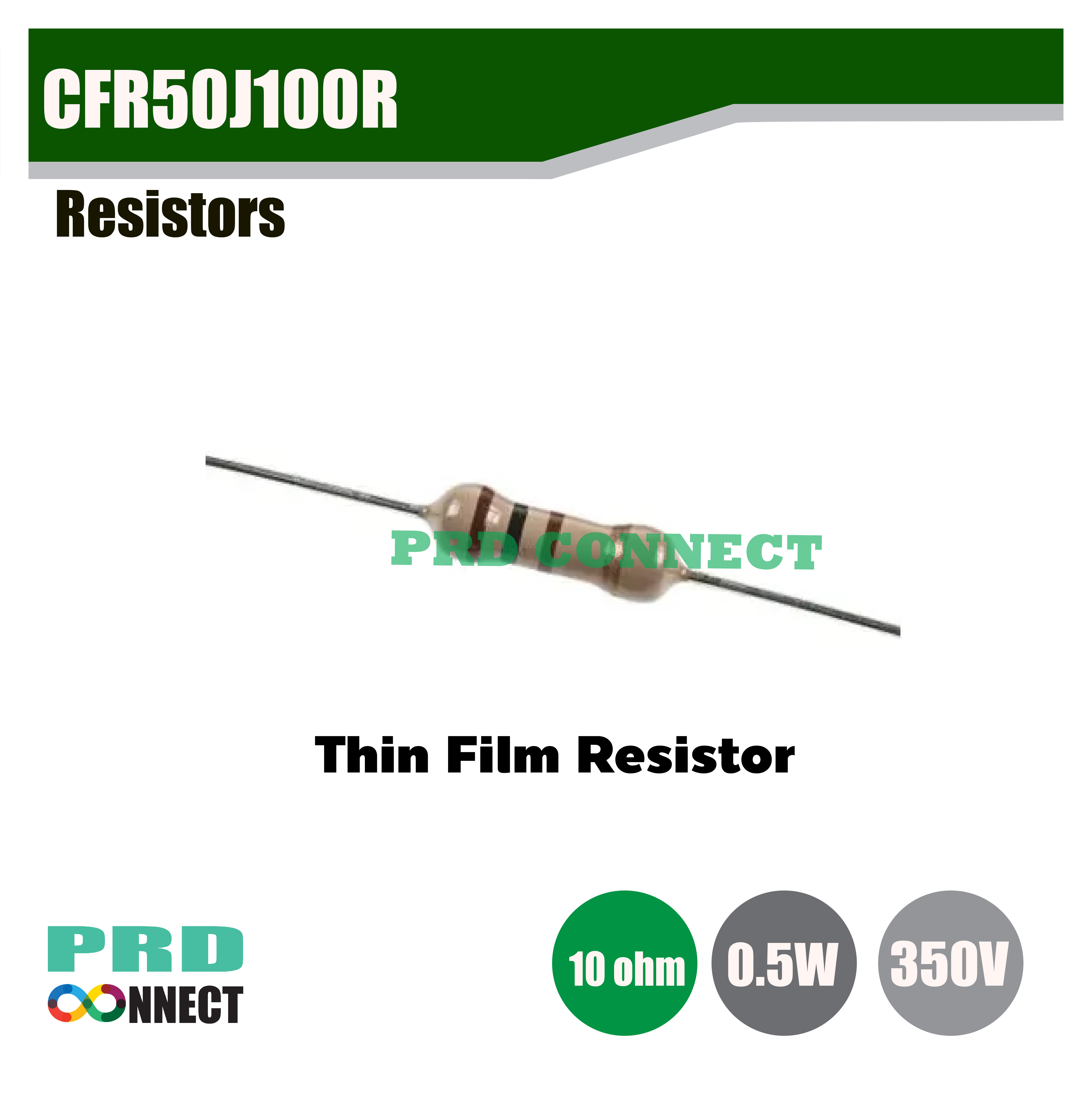 CFR50J100R Neohm Brand Thin Film Resistor - 10 ohm (+/-) 5% - 0.5W