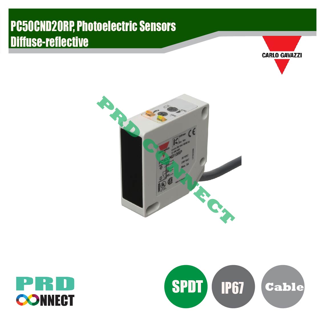PC50CND20RP, PHOTOELECTRIC SENSORS DIFFUSE-REFLECTIVE