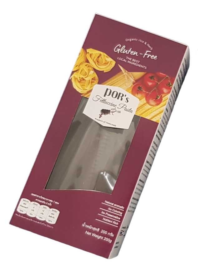 Gluten Free Fettuccine Pasta-Organic Black Rice & Red Holy Basil 150g. พาสต้าเส้นแห้ง สูตร 3