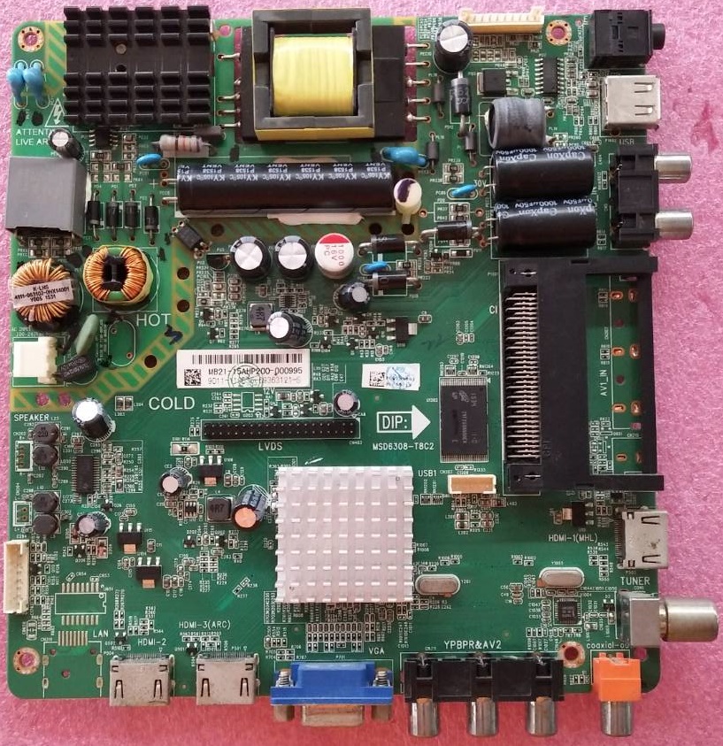 วันบอร์ดทีวีฟิลลิปส์ PHILIPS อะไหล่แท้มือสองถอดจากเครื่อง รุ่น 32PHT5200S/98 พาร์ท MSD6308-T8C2 เวอร์ชั่นเบอร์จอ LC320DXY (SF)(E1)