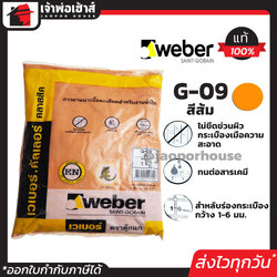 Weber ยาแนวกระเบื้อง ยาแนว ตราตุ๊กแก G-09 สีส้ม น้ำหนัก 1 กก. เนื้อละเอียด ทนสารเคมี ไม่แตกร้าว Weber Saint-Gobain เวเบอร์ ยาแนวสำเร็จรูป ยาแนวกันซึม ยาแนวห้องน้ำ กาวยาแนว