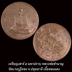 เหรียญเสาร์ ๕ มหาปราบ หลวงพ่อชำนาญ วัดบางกุฏีทอง เนื้อทองแดง