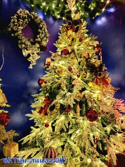 ต้นคริสต์มาสปลอมหิมะสนนอกขนาด6ฟุตพร้อมตกแต่ง