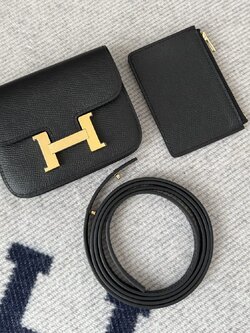 [Pre-order]HERMES CONSTANCE SLIM WALLET WITH BELT EPSOM LEATHER IN NOIR GHW Full handmade 100% คุณภาพ VIP เกรดดีที่สุด