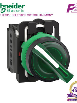 XB5AK123B5 : สวิตซ์ซีเลคเตอร์มีไฟ 2 POS แบบค้าง Ø22mm พลาสติก สีเขียว 24VAC/DC 1NO+1NC - Schneider Electric - Illuminated Selector Switches by pik2pak.com