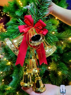 ระฆัง+กระดิ่งชุดตกแต่งคริสต์มาสสีทอง ขนาด26*38cm.
