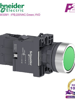 XA2EW33M1 : สวิตซ์ปุ่มกด-เด้งกลับ LED 220V Ø22mm พลาสติก สีเขียว 1NO - Schneider Illuminated Pushbuttons by pik2pak.com