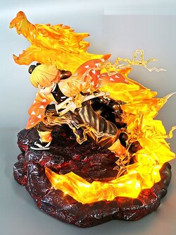 อากาสึมะ เซ็นนิตสึ โมเดล งานเรซิ่น ฐานเอฟเฟค(มีไฟ) ดาบพิฆาตอสูร GK Resin Model Demon Slayer Agatsuma Zen'itsu Light Base