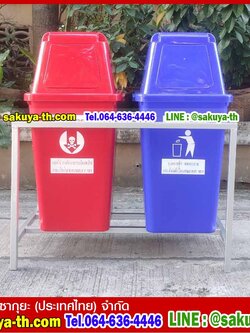 แท่นวางถังขยะ 60 ลิตร ขนาด 2 ช่อง ไม่มีป้ายแผงหลัง