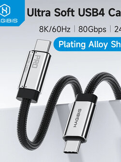 Hagibis UC4X USB4 V2 Cable, Super Soft 80Gpbs 240W 8K@60Hz USB C to Type-C Fast Charging Cable Thunderbolt4 5
