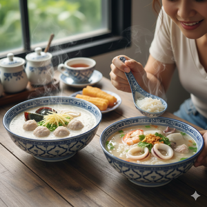 🥣 ชวนถก! คุณอยู่ทีมไหน? #โจ๊กเนื้อเนียน VS #ข้าวต้มเม็ดสวย 🐟