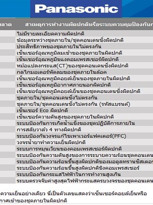 รวมเออเร่อร์โค้ดเเอร์ Panasonic