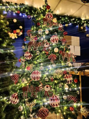 ต้นคริสต์มาสปลอม พุ่มหนาขาเหล็ก 8ฟุต ของตกแต่งแน่นๆ VIP