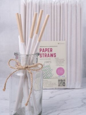 หลอดกระดาษสีน้ำตาลขนิดหุ้ม 6x240 มม. Paper Straw 6x240 mm