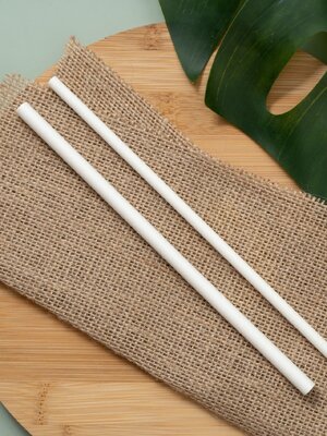 หลอดกระดาษสีขาวชนิดหุ้ม 8x240 มม.Paper Straw 8x240 mm
