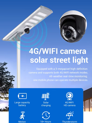 ไฟถนนโซล่าเซลล์ที่มาพร้อมกับกล้อง 4G/WIFI