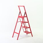 บันไดเหล็ก 4 ขั้น มีราวจับ รับน้ำหนักได้ 150 KG สีแดง F4-4