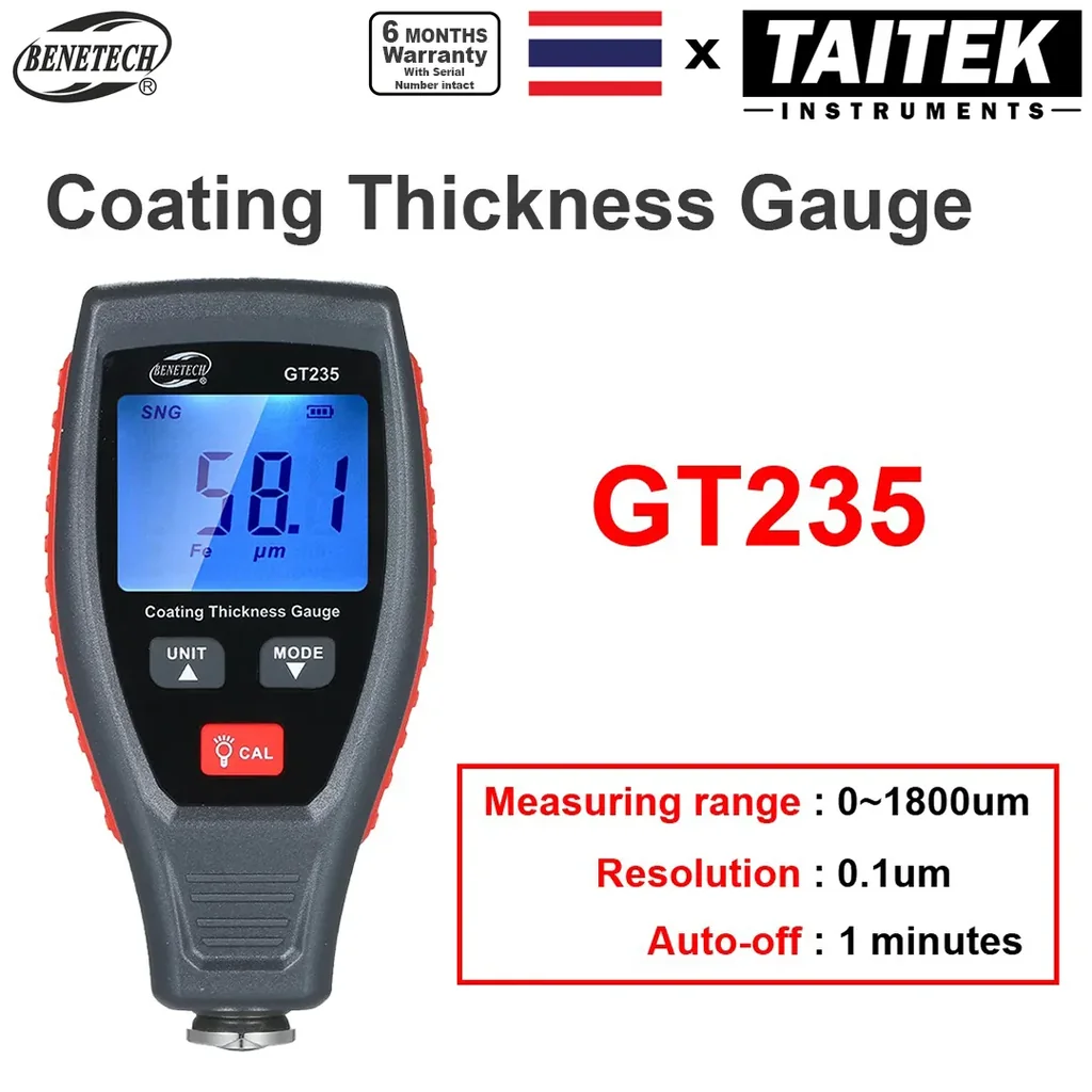 เครื่องวัดความหนาผิวเคลือบ Coating Thickness Gauge BENETECH รุ่น GT235 ช่วงการวัด 0~1800um ความละเอียด 0.1um เครื่องวัดความหนาผิวเคลือบ Coating Thickness Gauge BENETECH รุ่น GT235 ช่วงการวัด 0~1800um ความละเอียด 0.1um