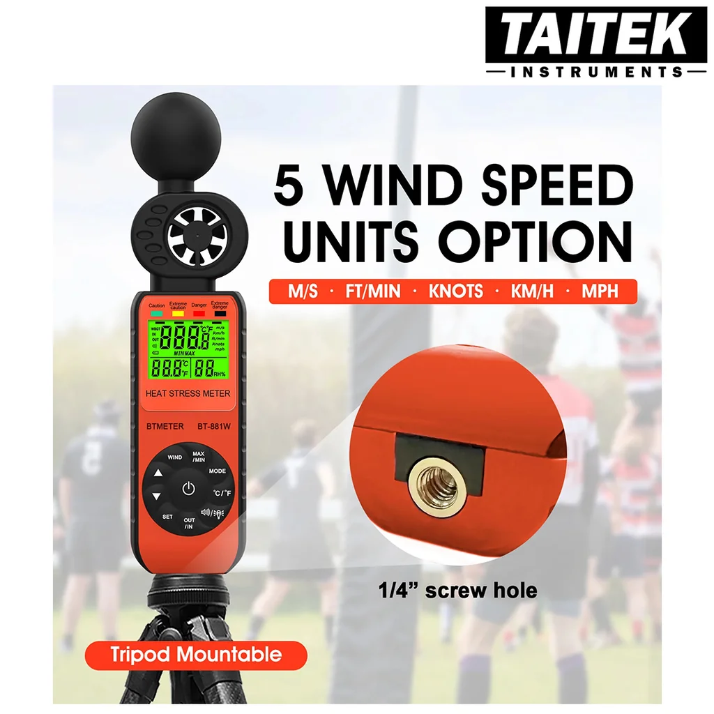TAITEK เครื่องวัดดัชนีความร้อน Heat Stress WBGT Meter รุ่น 881W เหมาะกับผู้ทำงานหรือกิจกรรมกลางแจ้ง TAITEK เครื่องวัดดัชนีความร้อน Heat Stress WBGT Meter รุ่น 881W เหมาะกับผู้ทำงานหรือกิจกรรมกลางแจ้ง