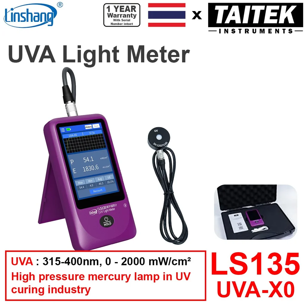 เครื่องวัดแสงยูวี UV Light Meter Linshang รุ่น LS135 UVA-X0 ระดับมืออาชีพ สำหรับวัดความเข้มและพลังงานของแสง UVA ของหลอดไฟปรอทแรงดันสูงในอุตสาหกรรมการบ่มด้วยรังสียูวี เครื่องวัดแสงยูวี UV Light Meter Linshang รุ่น LS135 UVA-X0 ระดับมืออาชีพ สำหรับวัดความเข้มและพลังงานของแสง UVA ของหลอดไฟปรอทแรงดันสูงในอุตสาหกรรมการบ่มด้วยรังสียูวี