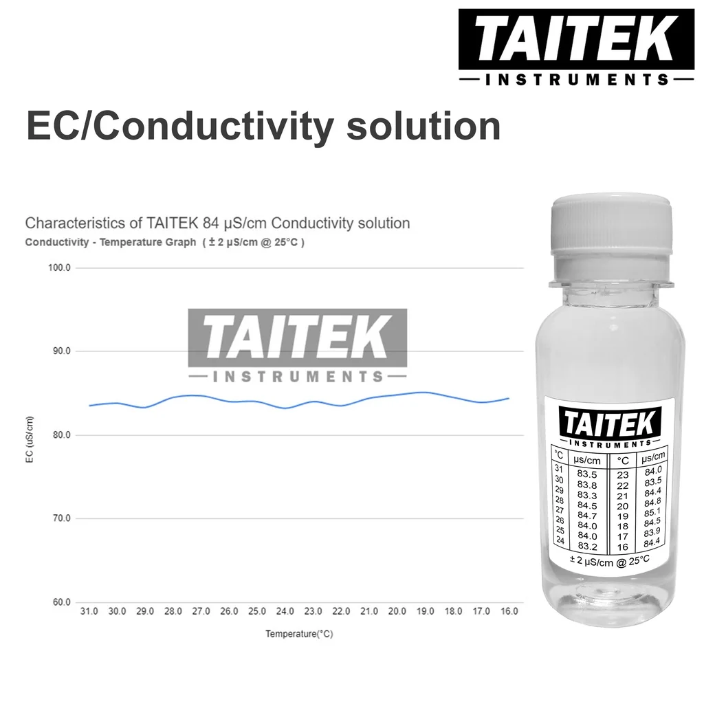 TAITEK Conductivity(EC) Solution 84 1413 12880 µS/cm Calibration Solutions for EC Meters (100 mL) TAITEK Conductivity(EC) Solution 84 1413 12880 µS/cm Calibration Solutions for EC Meters (100 mL)