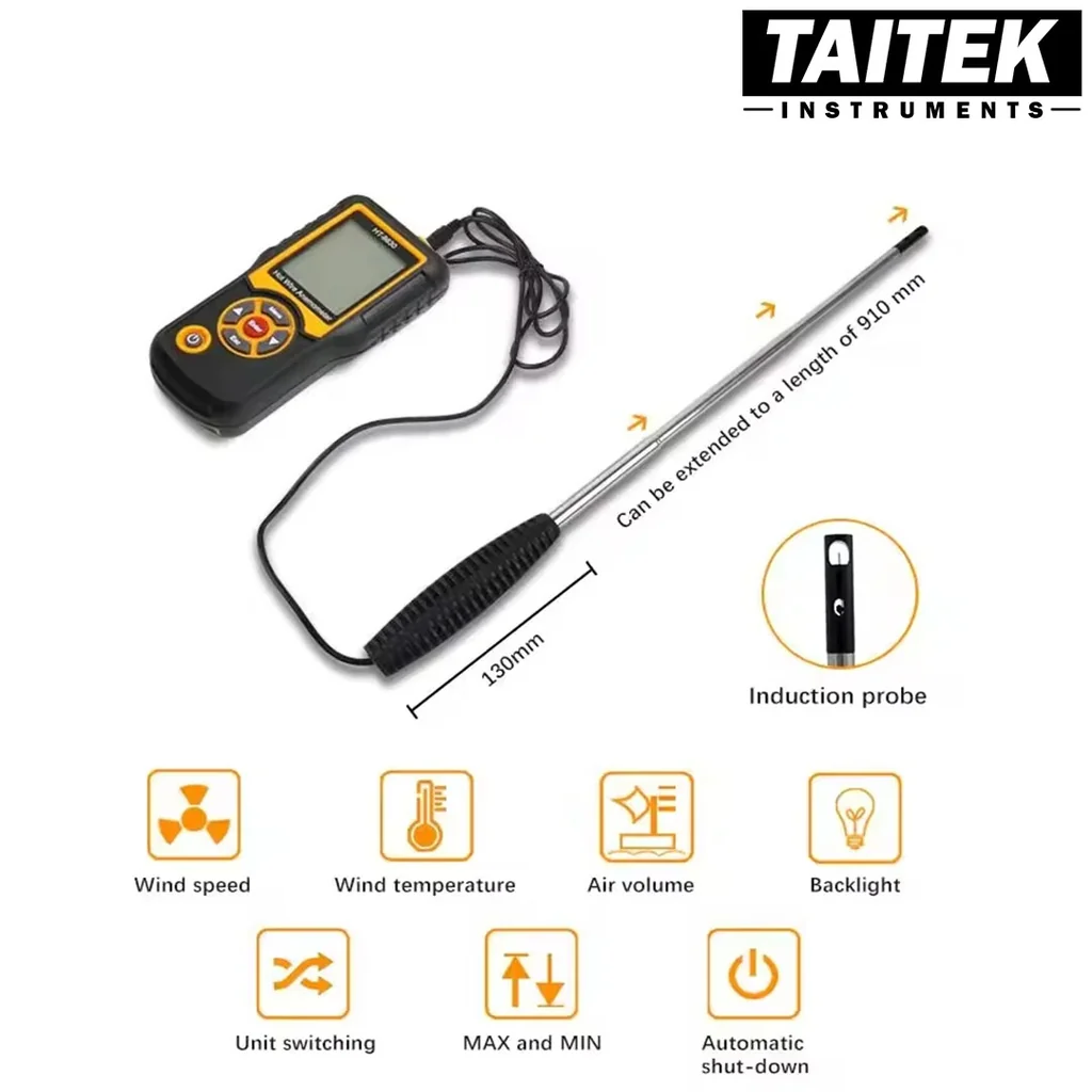เครื่องวัดความเร็วลม Hot Wire Digital Anemometer HTI รุ่น HT-9830 ช่วงการวัด 0.1~30.0m/s เครื่องวัดความเร็วลม Hot Wire Digital Anemometer HTI รุ่น HT-9830 ช่วงการวัด 0.1~30.0m/s