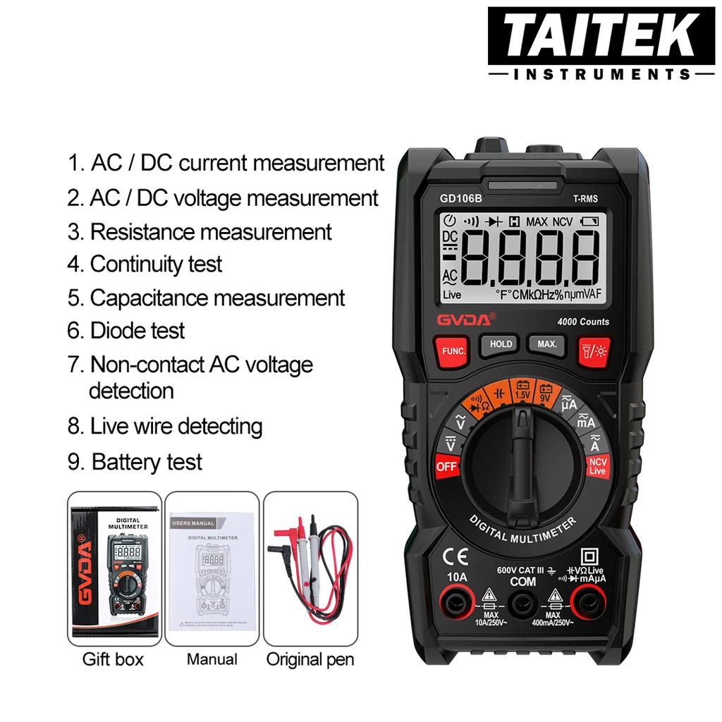 มัลติมิเตอร์ Digital Multimeter GVDA รุ่น GD106B เน้นวัดละเอียด วัดแอมป์ค่าน้อย มัลติมิเตอร์ Digital Multimeter GVDA รุ่น GD106B เน้นวัดละเอียด วัดแอมป์ค่าน้อย