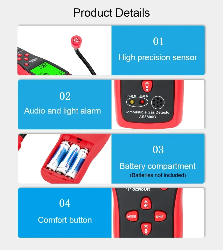 เครื่องตรวจจับก๊าซไวไฟ Combustible Gas Detector SMART SENSOR AS8800C เครื่องตรวจจับก๊าซไวไฟ Combustible Gas Detector SMART SENSOR AS8800C