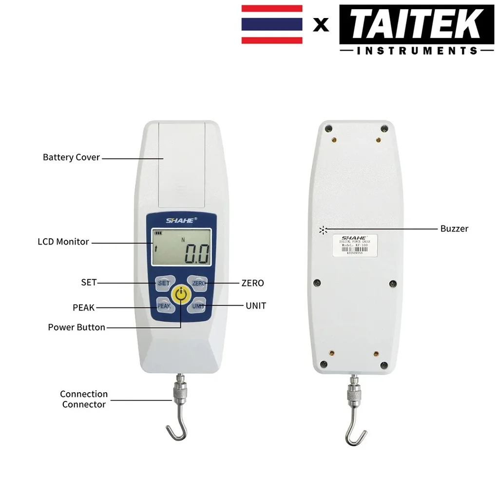 เครื่องวัดแรงดึง/แรงกด Digital Force Gauge SHAHE รุ่น KF-500N Maximum load 500N/50kg เครื่องวัดแรงดึง/แรงกด Digital Force Gauge SHAHE รุ่น KF-500N Maximum load 500N/50kg