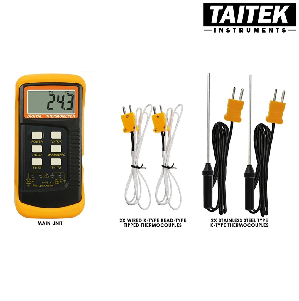 เครื่องวัดอุณหภูมิ K-type Thermometer รุ่น 68022_2P ช่วงการวัดอุณหภูมิ -50~1300°C ความละเอียด 0.1°C เครื่องวัดอุณหภูมิ K-type Thermometer รุ่น 68022_2P ช่วงการวัดอุณหภูมิ -50~1300°C ความละเอียด 0.1°C