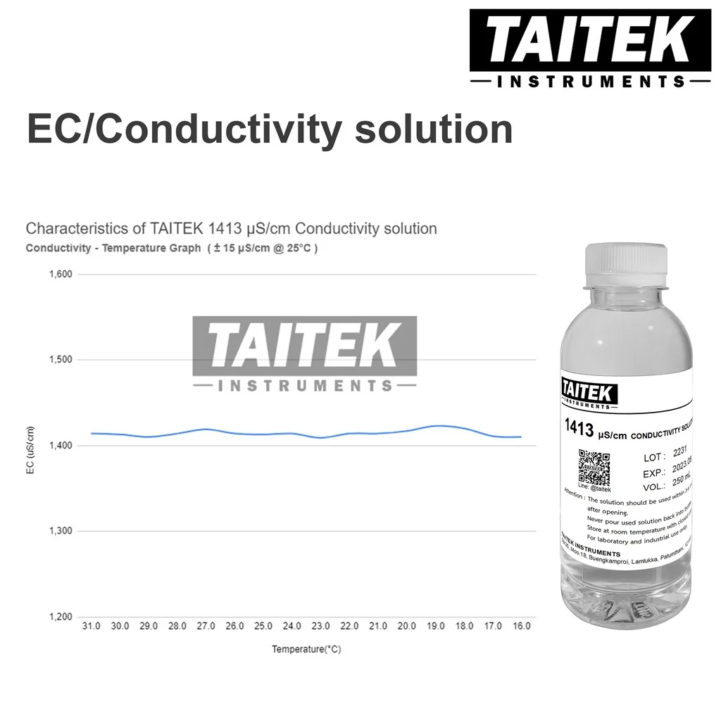TAITEK Conductivity(EC) Solution 84 1413 12880 µS/cm Calibration Solutions for EC Meters (250 mL)
