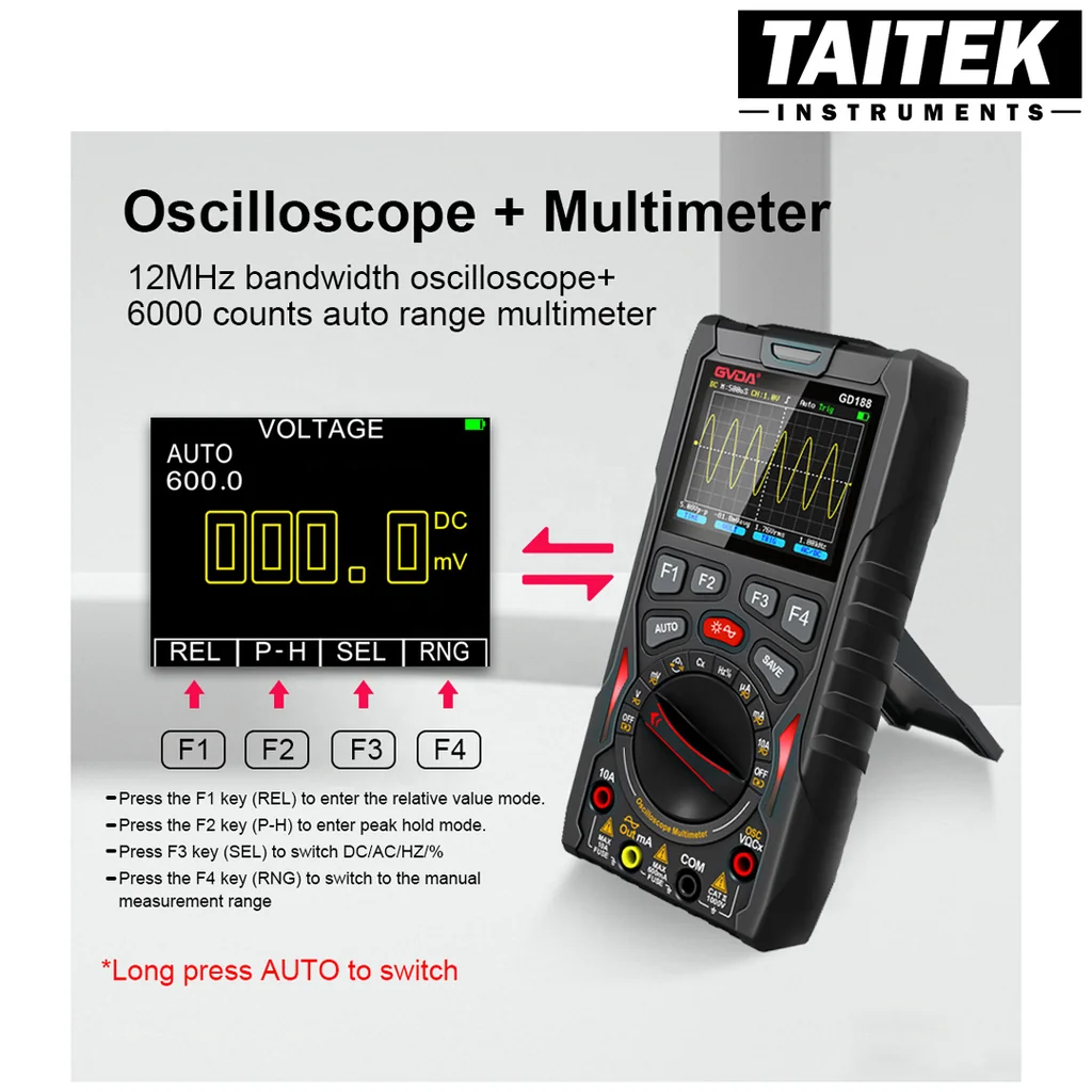 ออสซิลโลสโคปมัลติมิเตอร์ 3in1 Digital Multimeter+Oscilloscope+Signal Generator GVDA รุ่น GD188 ออสซิลโลสโคปมัลติมิเตอร์ 3in1 Digital Multimeter+Oscilloscope+Signal Generator GVDA รุ่น GD188