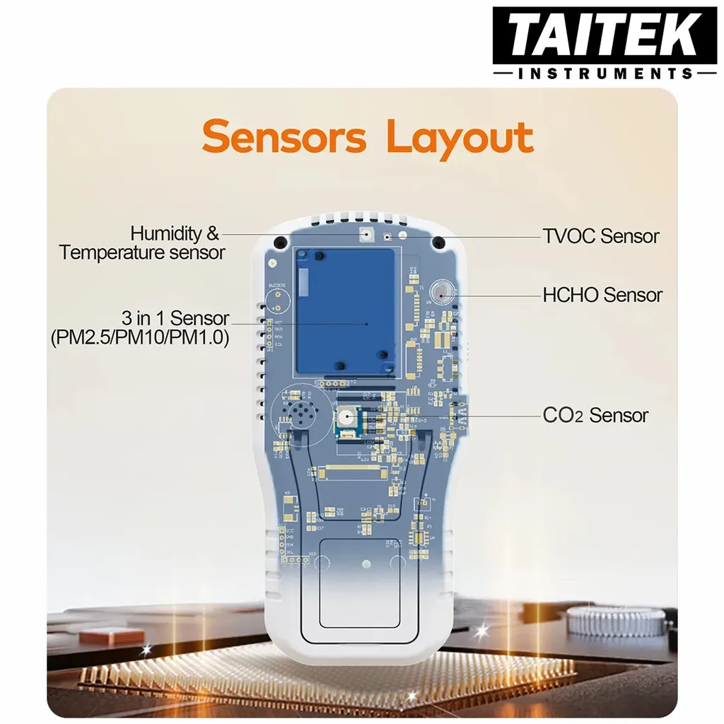 เครื่องวัดคุณภาพอากาศ Air Quality Detector Bosean รุ่น T-Z01 PRO 8in1 HCHO,PM1.0,PM2.5,PM10,CO2,TVOC,T&H เครื่องวัดคุณภาพอากาศ Air Quality Detector Bosean รุ่น T-Z01 PRO 8in1 HCHO,PM1.0,PM2.5,PM10,CO2,TVOC,T&H
