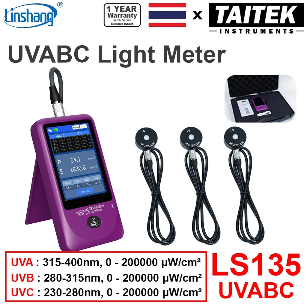 เครื่องวัดแสงยูวี UV Light Meter Linshang รุ่น LS135 UVABC ระดับมืออาชีพ สำหรับวัดความเข้มและพลังงานของแสง UVA UVB UVC ทั่วไป เครื่องวัดแสงยูวี UV Light Meter Linshang รุ่น LS135 UVABC ระดับมืออาชีพ สำหรับวัดความเข้มและพลังงานของแสง UVA UVB UVC ทั่วไป