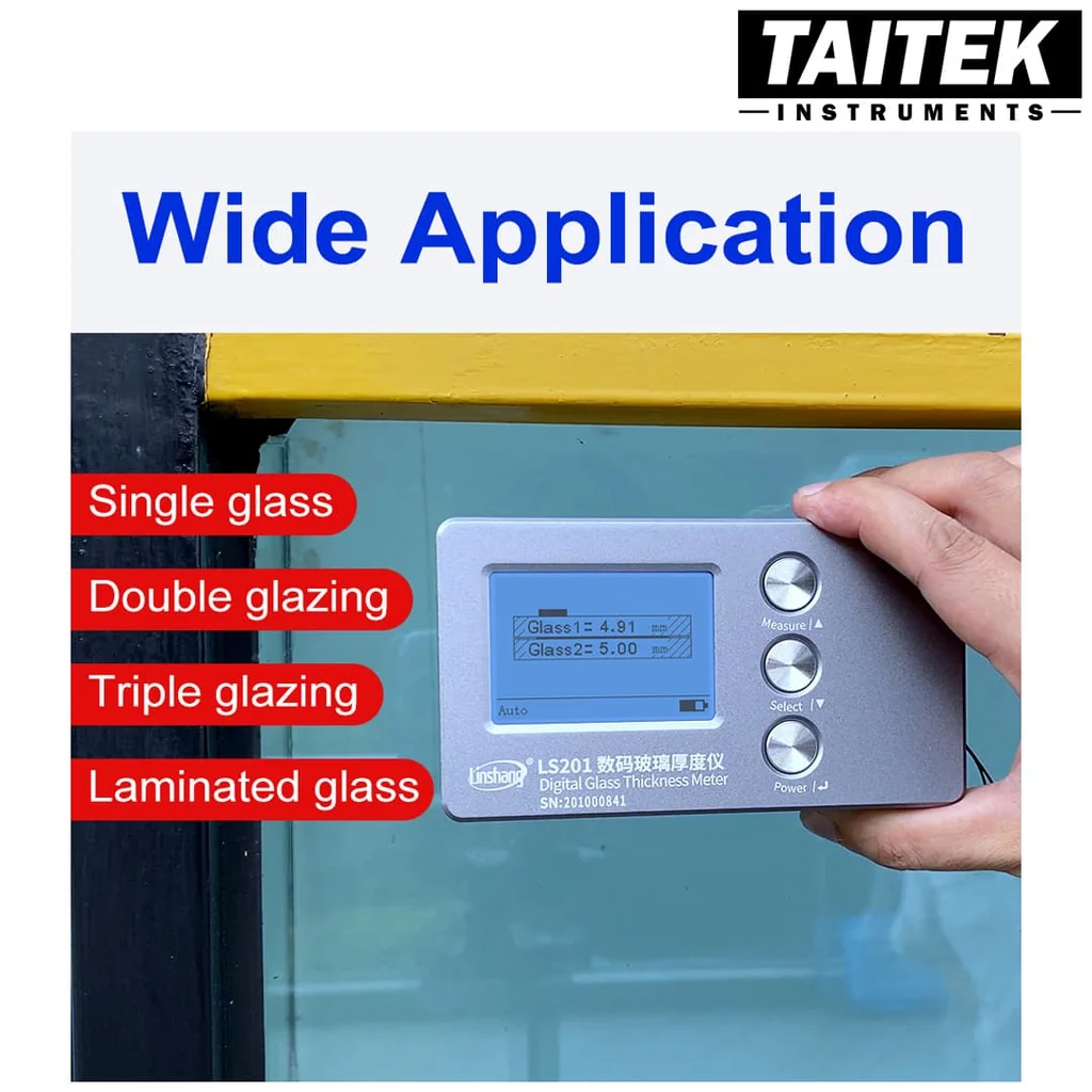 เครื่องวัดความหนากระจก Hollow Laser Glass Thickness Gauge Linshang รุ่น LS201 วัดความหนาแผ่นกระจกที่ซ้อนกันรวมถึงวัดความห่างระหว่างแผ่นกระจก เครื่องวัดความหนากระจก Hollow Laser Glass Thickness Gauge Linshang รุ่น LS201 วัดความหนาแผ่นกระจกที่ซ้อนกันรวมถึงวัดความห่างระหว่างแผ่นกระจก