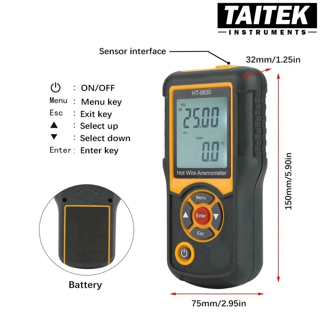 เครื่องวัดความเร็วลม Hot Wire Digital Anemometer HTI รุ่น HT-9830 ช่วงการวัด 0.1~30.0m/s เครื่องวัดความเร็วลม Hot Wire Digital Anemometer HTI รุ่น HT-9830 ช่วงการวัด 0.1~30.0m/s