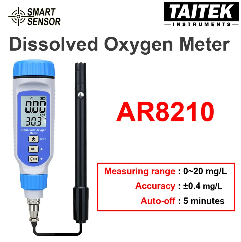 เครื่องวัดออกซิเจนในน้ำ Dissolved Oxygen Meter SMART SENSOR รุ่น AR8210 ช่วงการวัด 0~20mg/L ความแม่นยำ ±0.4mg/L เครื่องวัดออกซิเจนในน้ำ Dissolved Oxygen Meter SMART SENSOR รุ่น AR8210 ช่วงการวัด 0~20mg/L ความแม่นยำ ±0.4mg/L