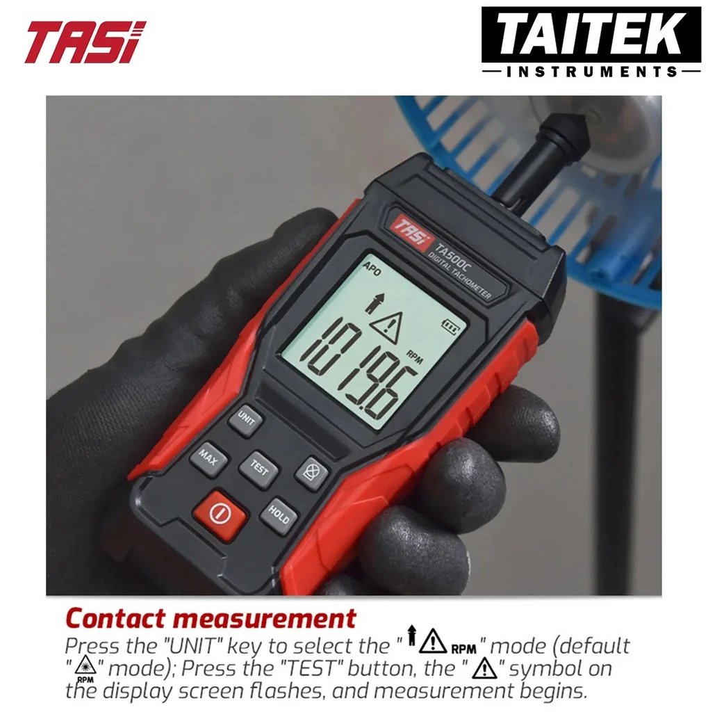 เครื่องวัดความเร็วรอบแบบสัมผัสและไม่สัมผัส Digital Tachometer TASI รุ่น TA500C ช่วงการวัด 3~100000RPM ความละเอียด 0.1RPM เครื่องวัดความเร็วรอบแบบสัมผัสและไม่สัมผัส Digital Tachometer TASI รุ่น TA500C ช่วงการวัด 3~100000RPM ความละเอียด 0.1RPM