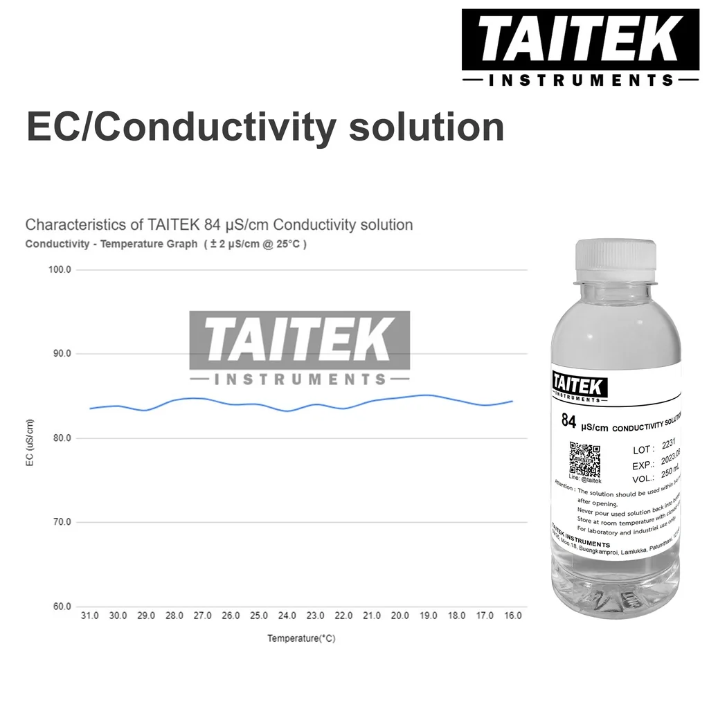 TAITEK Conductivity(EC) Solution 84 1413 12880 µS/cm Calibration Solutions for EC Meters (250 mL)