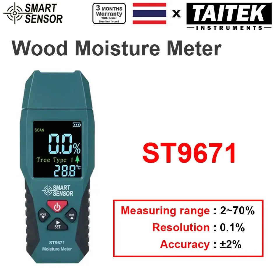 เครื่องวัดความชื้นไม้ Wood Moisture Meter SMART SENSOR รุ่น ST9671 ช่วงการวัด 2~70% ความละเอียด 0.1% เครื่องวัดความชื้นไม้ Wood Moisture Meter SMART SENSOR รุ่น ST9671 ช่วงการวัด 2~70% ความละเอียด 0.1%