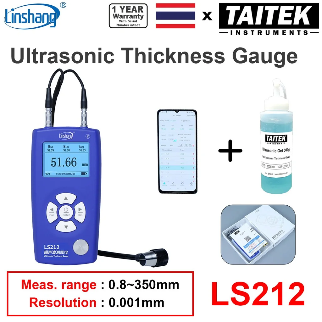 เครื่องวัดความหนาวัสดุ Ultrasonic Thickness Gauge Linshang รุ่น LS212 ช่วงการวัด 0.8~350mm(45#steel) ความละเอียด0.001 ความแม่นยำสูงระดับมืออาชีพ เครื่องวัดความหนาวัสดุ Ultrasonic Thickness Gauge Linshang รุ่น LS212 ช่วงการวัด 0.8~350mm(45#steel) ความละเอียด0.001 ความแม่นยำสูงระดับมืออาชีพ
