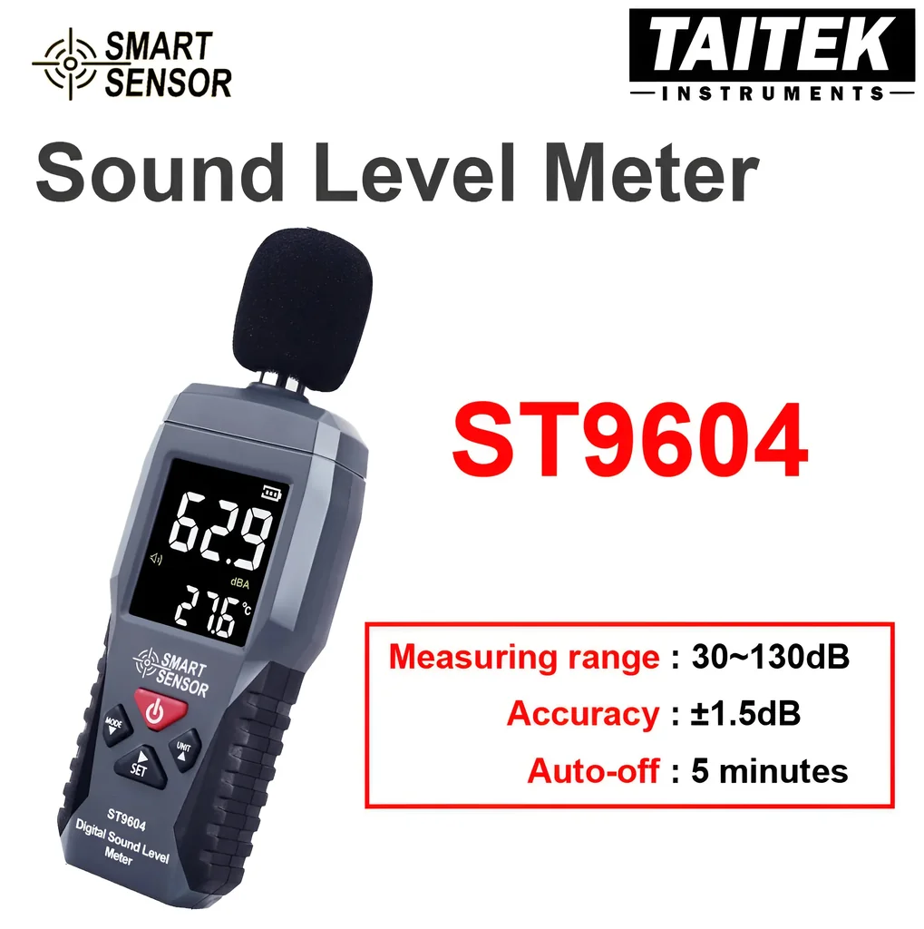 เครื่องวัดระดับเสียง Sound Level Meter SMART SENSOR รุ่น ST9604 ช่วงการวัด 30~130dB ความแม่นยำ ±1.5dB เครื่องวัดระดับเสียง Sound Level Meter SMART SENSOR รุ่น ST9604 ช่วงการวัด 30~130dB ความแม่นยำ ±1.5dB