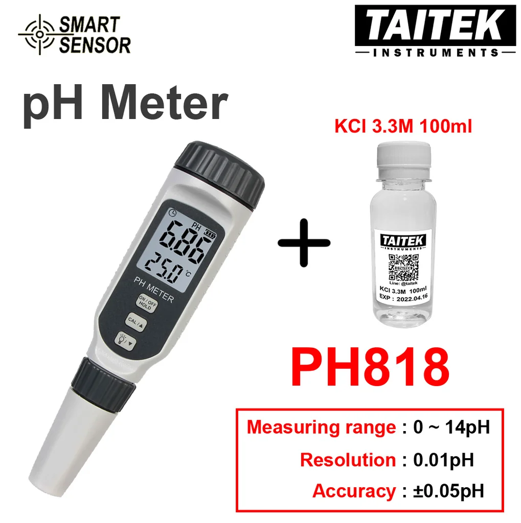 เครื่องวัดคุณภาพน้ำ pH Meter SMART SENSOR รุ่น PH818 คาริเบรท 3 points ค่า 4.00 6.86 9.18 เครื่องวัดคุณภาพน้ำ pH Meter SMART SENSOR รุ่น PH818 คาริเบรท 3 points ค่า 4.00 6.86 9.18