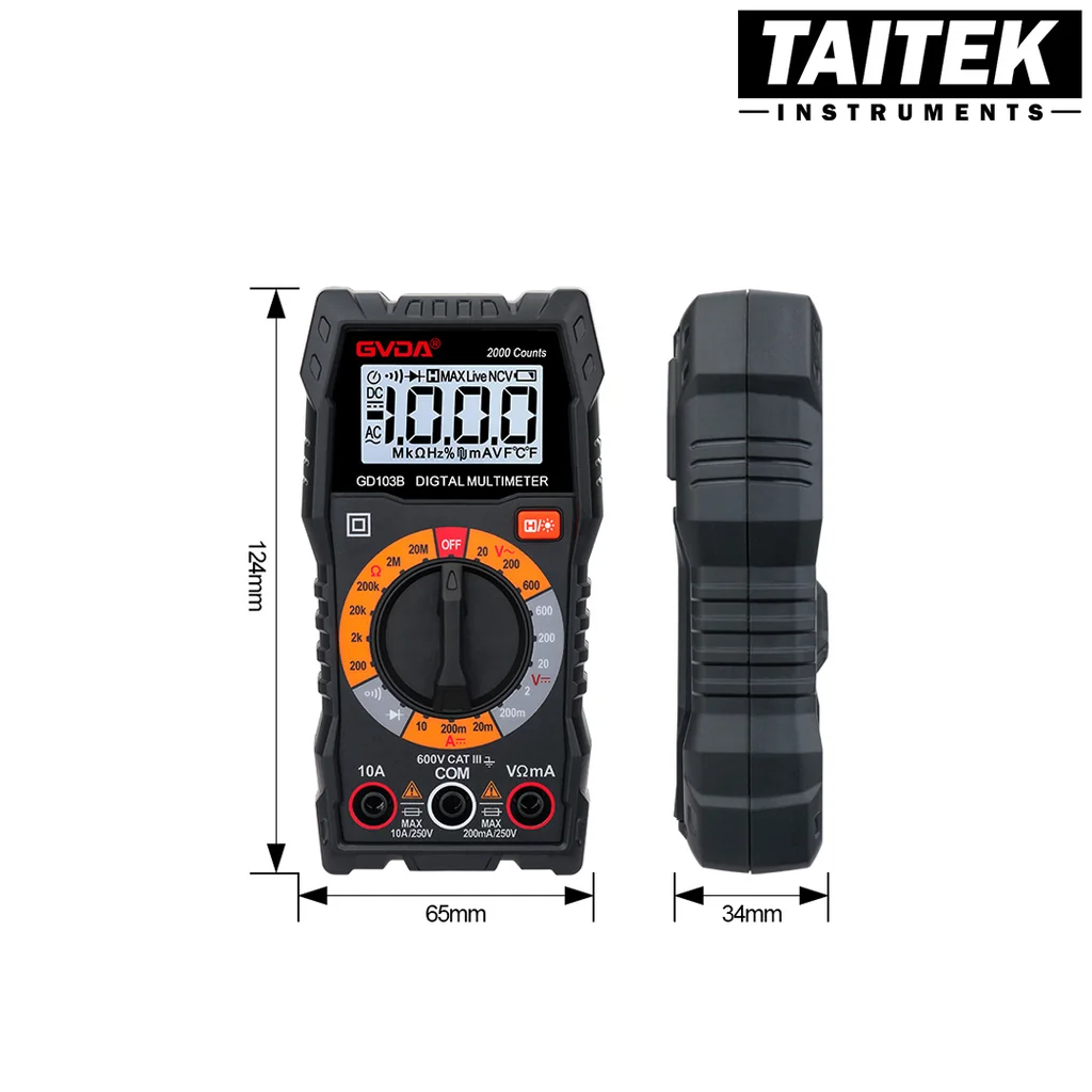 มัลติมิเตอร์ Digital Multimeter GVDA รุ่น GD103B เน้นวัดละเอียด วัดแอมป์ค่าน้อย มัลติมิเตอร์ Digital Multimeter GVDA รุ่น GD103B เน้นวัดละเอียด วัดแอมป์ค่าน้อย