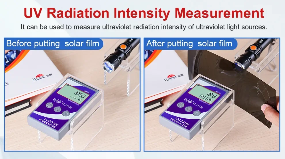 เครื่องวัดแสงยูวี UV Power Meter Linshang รุ่น LS123 Power 0-40000 μW/cm² Spectral 260nm-380nm Ultraviolet Radiometer/UV Intensity/Solar Film/Window Tint Meter Pro Grade Ultraviolet Radiation Tester UV Intensity Meter for UV Blocking Performance เครื่องวัดแสงยูวี UV Power Meter Linshang รุ่น LS123 Power 0-40000 μW/cm² Spectral 260nm-380nm Ultraviolet Radiometer/UV Intensity/Solar Film/Window Tint Meter Pro Grade Ultraviolet Radiation Tester UV Intensity Meter for UV Blocking Performance